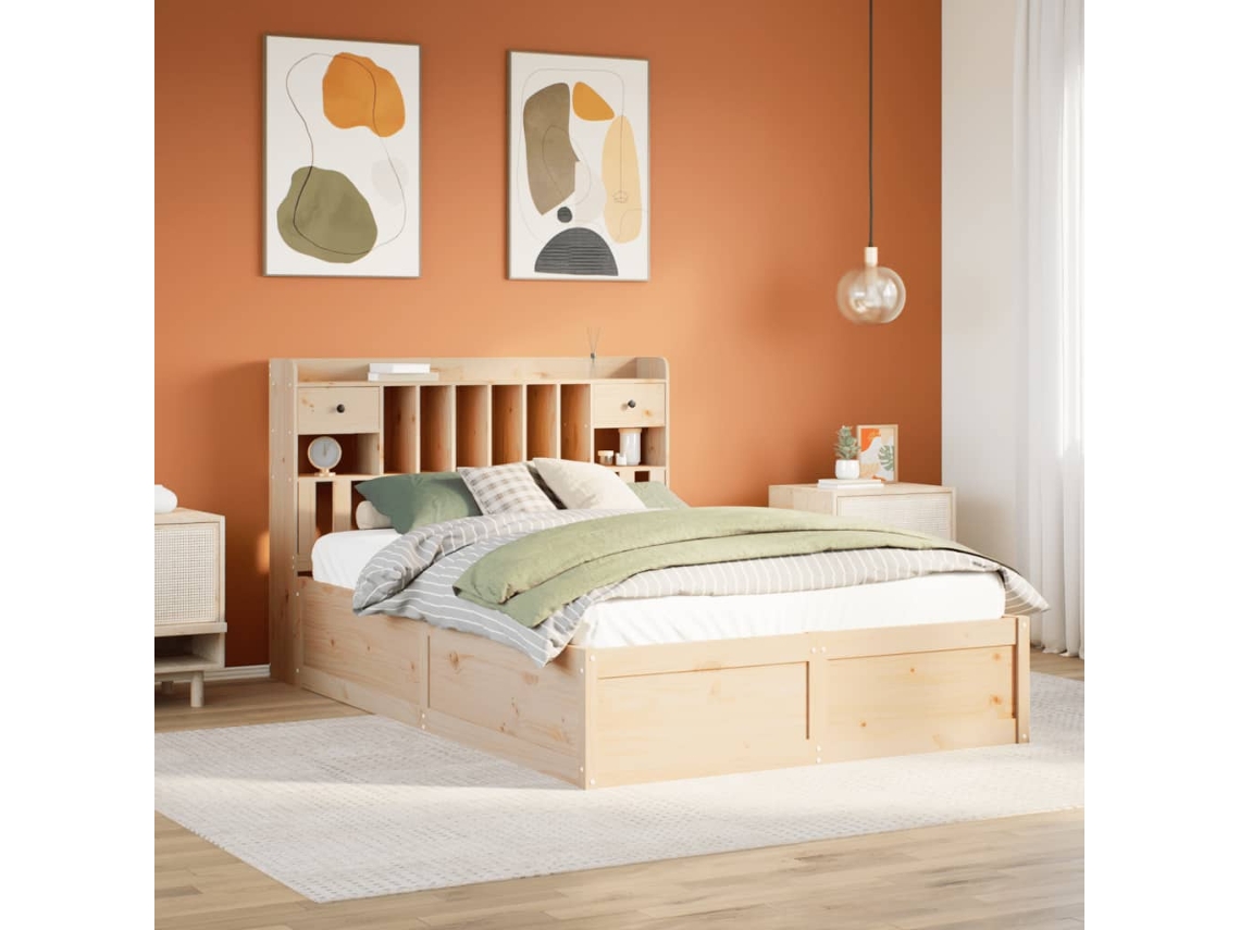Cama Sem Colchão 140x200 Cm Madeira De Pinho Maciça