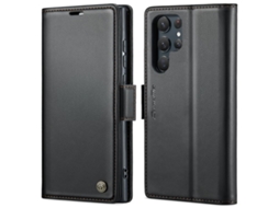 Capa Para Samsung Galaxy S22 Ultra 5g Borboleta Fivela Litchi Textura De Telefone De Couro Rfid Antirroubo Preta