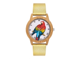 Reloj Unisex Zhoulianfa Cuadro Redondo Correa Malla Oro Cuarzo Analógico