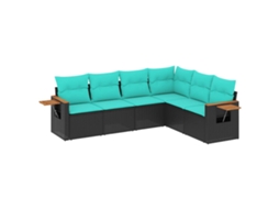 Conjunto de 6 Sofás P/ Jardim C/ Almofadões Vime Pe Preto MAISON EXCLUSIVE (6 pcs)