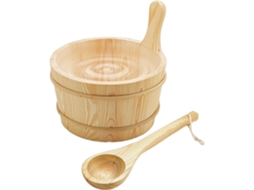Conjunto Completo De Acessórios Para Sauna: Concha E Balde Em Madeira Impermeável.
