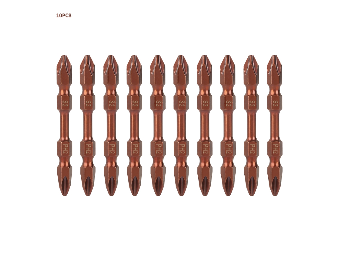 Conjunto De 10 Brocas De Parafusadeira Elétrica 65mm Ph2 Cabeça Dupla De Liga S2 5a