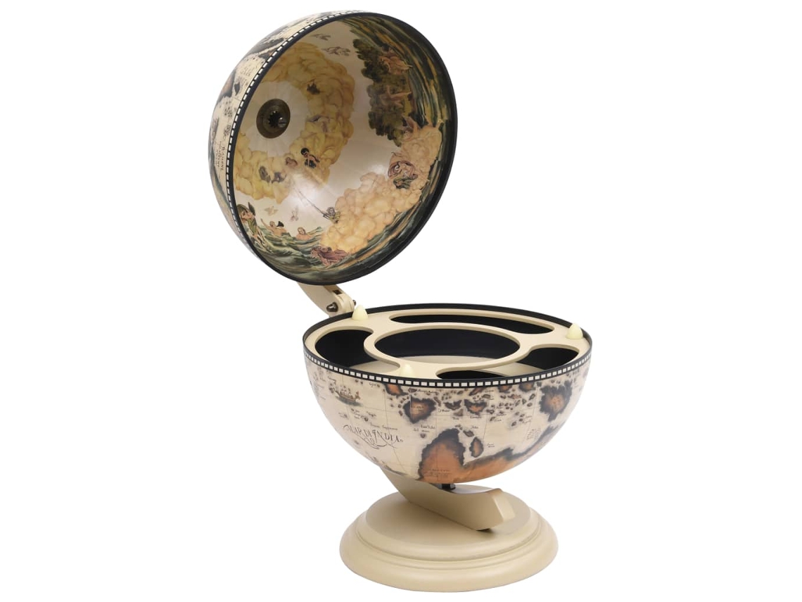 Vidaxl Garrafeira De Mesa Em Forma De Globo Madeira De Eucalipto Branco