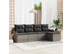 Vidaxl Conjunto De Sofá De Jardim 5 Unid. Cinzeto Vime Pe