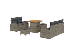 Conjunto 8 Móveis De Jardim Vidaxl Cinzento Vime Pe (179 X 62 X 85 Cm)