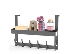 Organizador de Porta com 12 Ganchos e 1 Prateleira Ampla, Cabide para Porta, Ideal para Casa de Banho, Quarto, Cozinha e Escritório