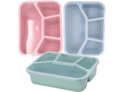 Lancheira Bento Reutilizável Lifkome Para 3-pessoas Com Vários Compartimentos, Leve E Compacta Em Pp, Ideal Para