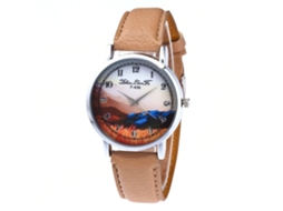 Reloj De Pulsera Analógico De Cuarzo Con Correa De Pu Color Amarillo Maíz Zhoulianfa