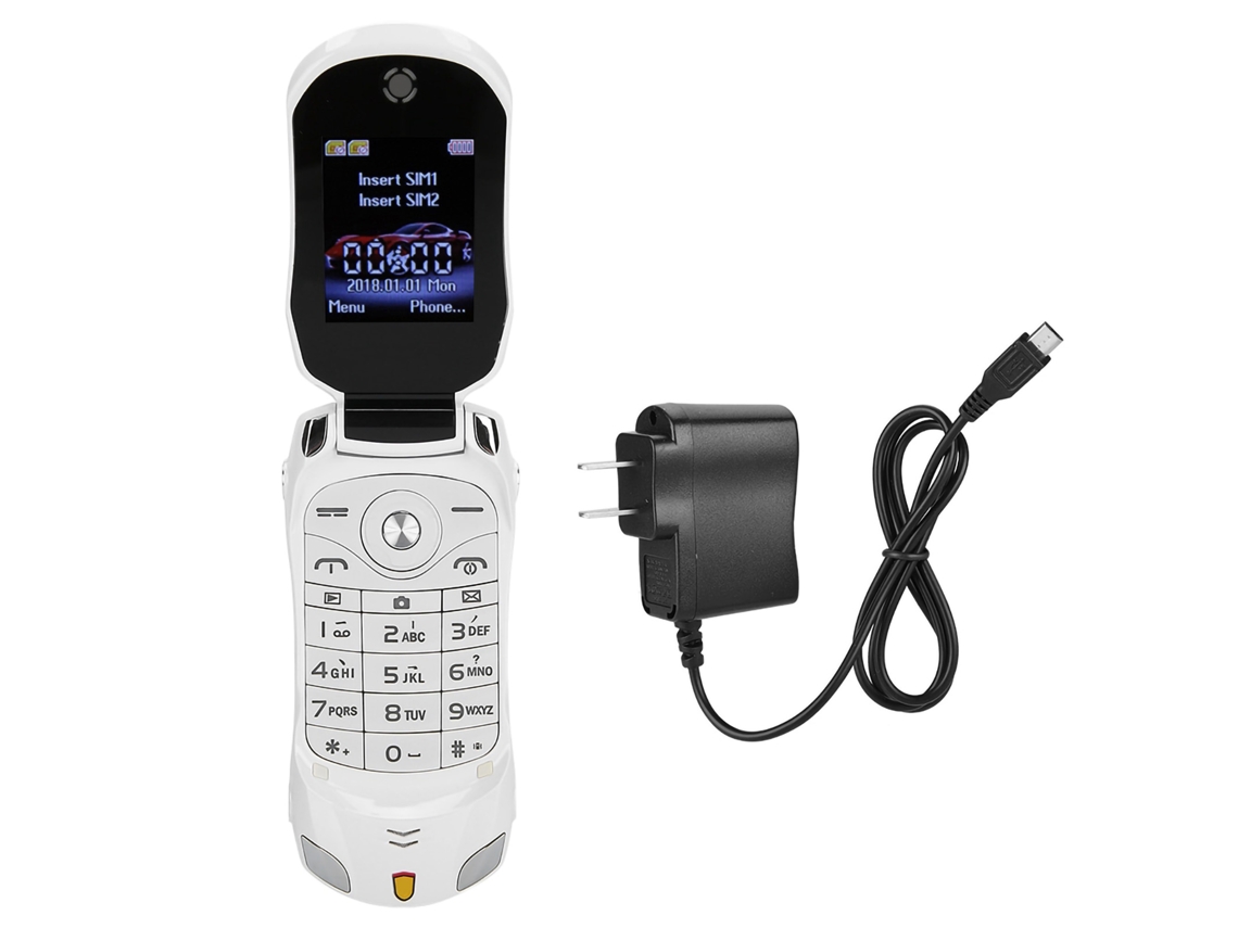 Aetheria telefone Celular Flip Carro Ferrari Forma Modelo Teclado Gsm Branco Dual Chip Câmera Mp3