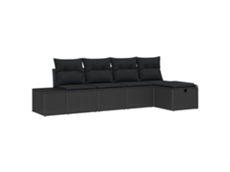 Conjunto 6 Conjunto De Sofás Para Exterior Vidaxl Preto Vime Pe (294 X 117 X 85 Cm)