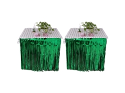 Conjunto de 2 Saias de Mesa com Franjas de Folha Metálica Rodapé Descartável para Desfile Festa Aniversário Verde