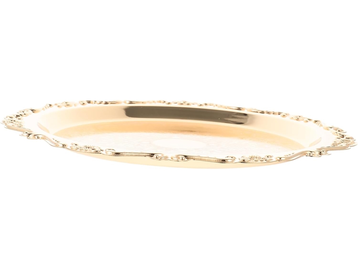Prato De Frutas Dourado, 25 Cm De Diâmetro