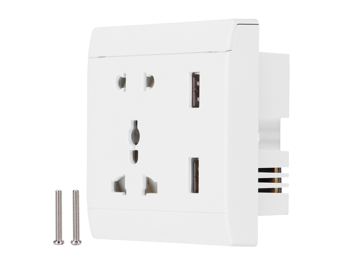 Tomada de parede multifuncional 13a com 2 portas USB, segura para lar e escritório S/MARCA