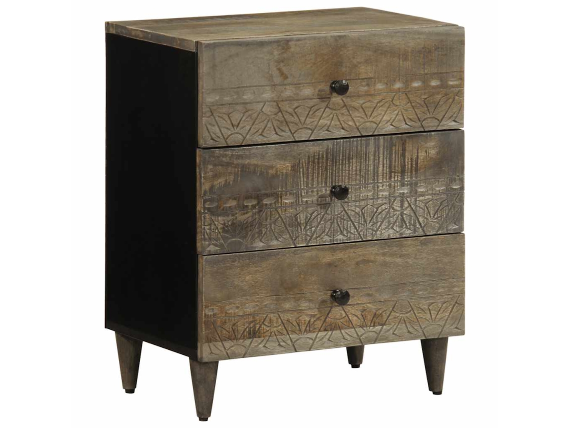Bedside Cabinet, Bedside Cabinets Vidaxl Cinzeto Madeira De Mangueira