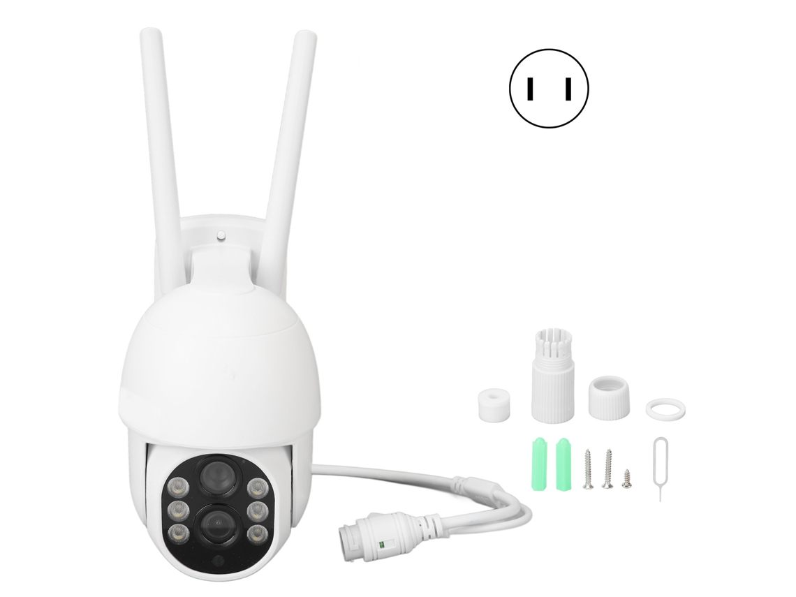 Câmera de Vigilância Externa Wifi Ptz com 2 Lentes 1080p Visão Noturna em Cor Rastreamento de Movimento Ip66 Us Plug