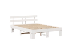 Conjunto 1 Estrutura Da Cama Vidaxl Branco Madeira De Pinho Maciça (140 X 200 Cm)