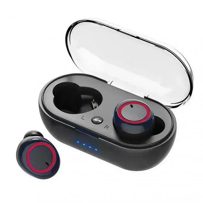 Fones De Ouvido Bluetooth Tws (preto E Vermelho), Fones De Ouvido Com Graves Profundos