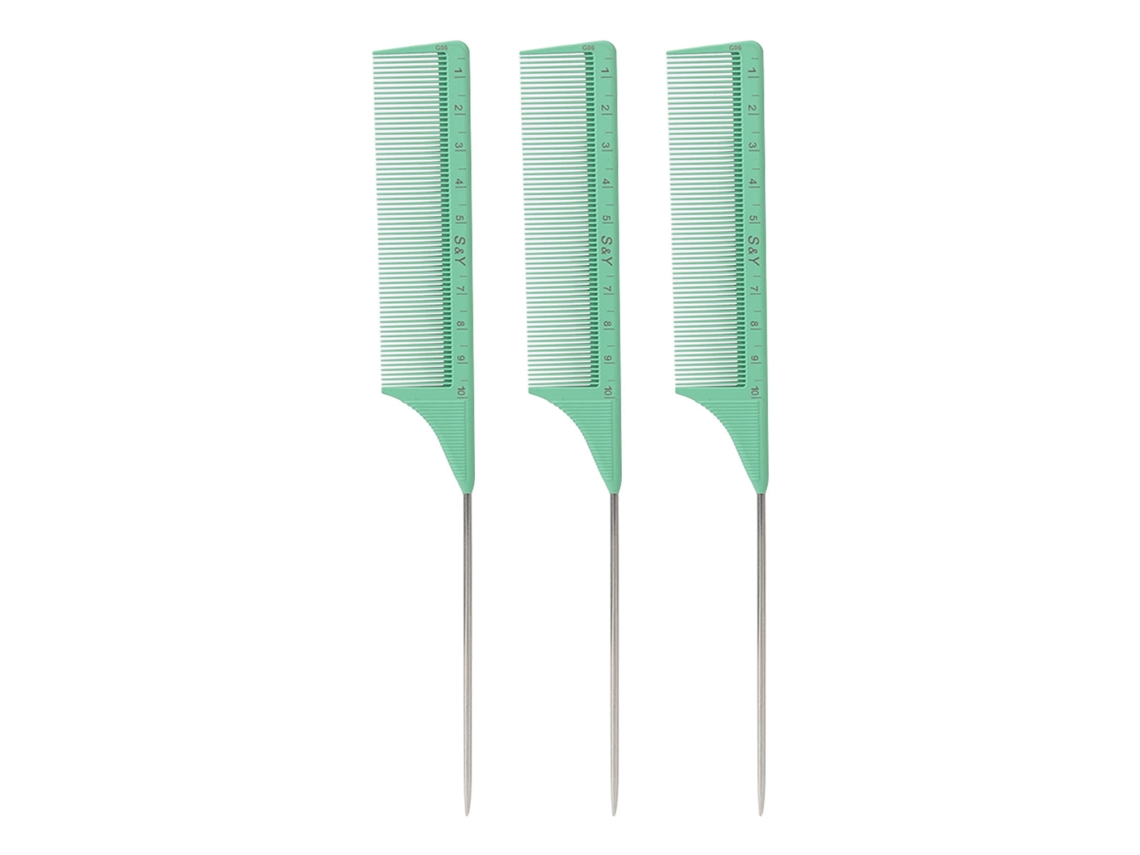 Conjunto De 3 Pentes De Cauda Para Penteado Portátil Com Design Versátil E Material Abs Durável