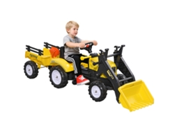 Escavadeira Infantil Funcional Com Balde Operacional, Controle A Pedal, 6 Rodas E Reboque De Carga