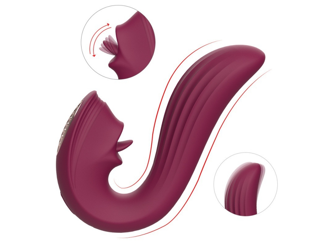 Vibrador Usb Recarregável para Lamber a Língua com 9 Modos de Vibração para Mulheres Vermelho YIZHOOD