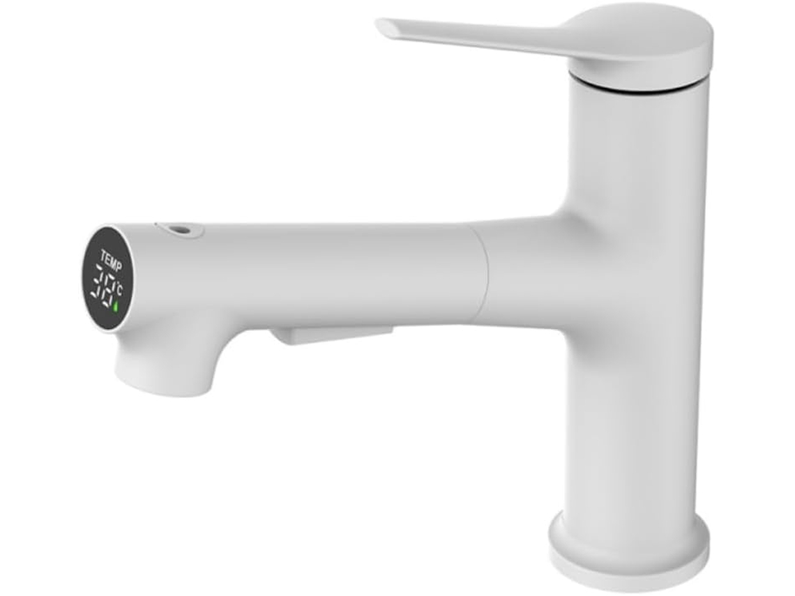 Torneira Misturadora De Água Quente/fria Extensível Com Visor De Temperatura