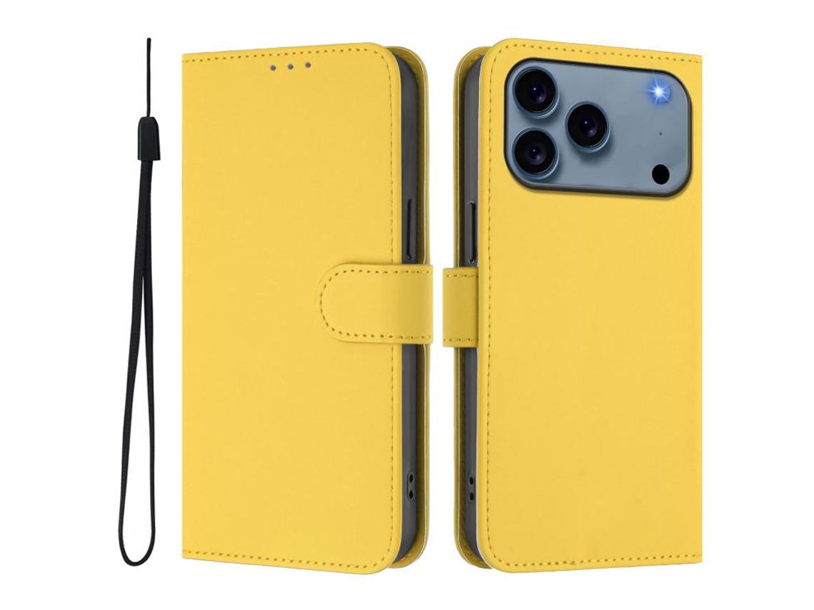 Capa De Couro Sintético Para Iphone 17 Pro Max - Toque Suave - Cor Sólida - Com Cordão