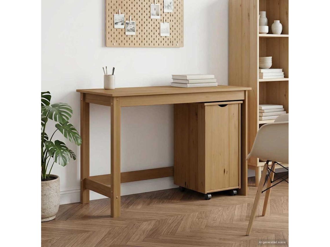 Vidaxl Conjunto De Mesa E Armário 2 Unid. Castanho Mel