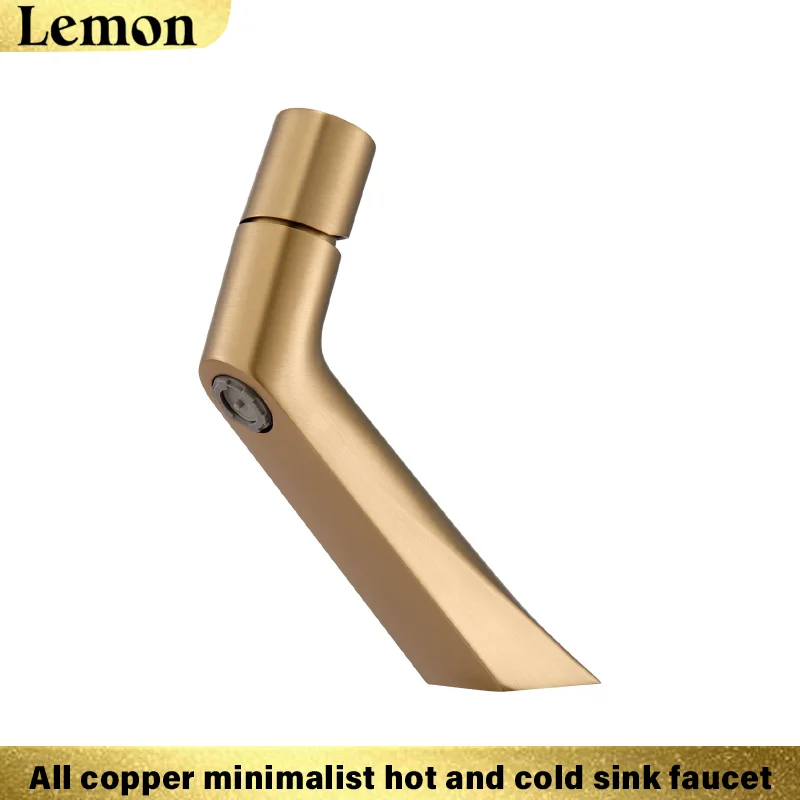 Torneira Minimalista Para Água Quente E Fria (em Aço Inoxidável Dourado Escovado), Ideal Para Lavatórios E Pias De Banheiro.