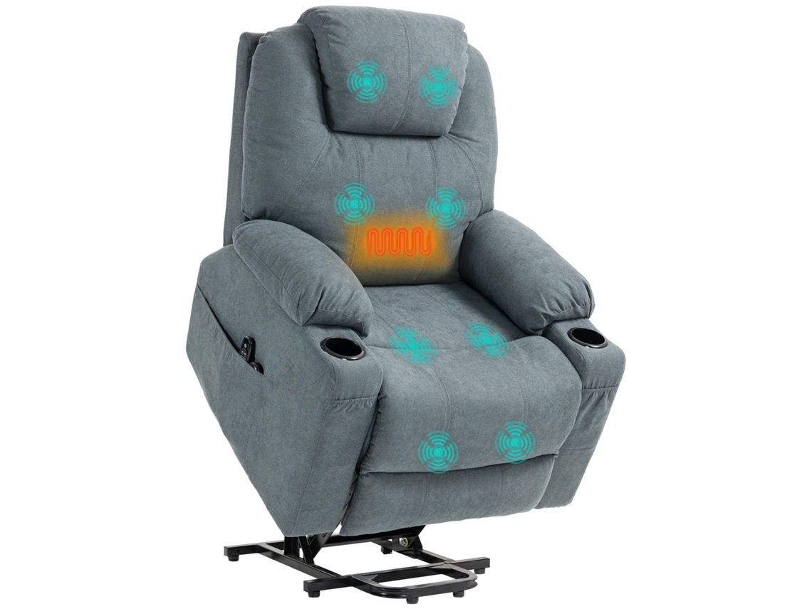 Cadeira de massagem para idosos, 8 pontos, bolsos, controle remoto, 90x101x107 cm, cinza S/MARCA