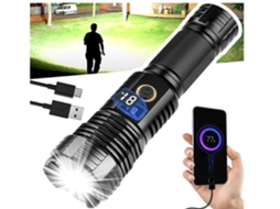 Lanterna BISBISOUS Led Recarregável 90.000 Lúmens À Prova D'Água com Zoom 5 Modos Preto VIGA EUROPE