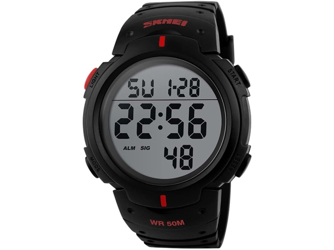 Lurelia Relógio Digital Masculino, Visor Digital, Alarme, 15 Mm, Resistente À Água 50m