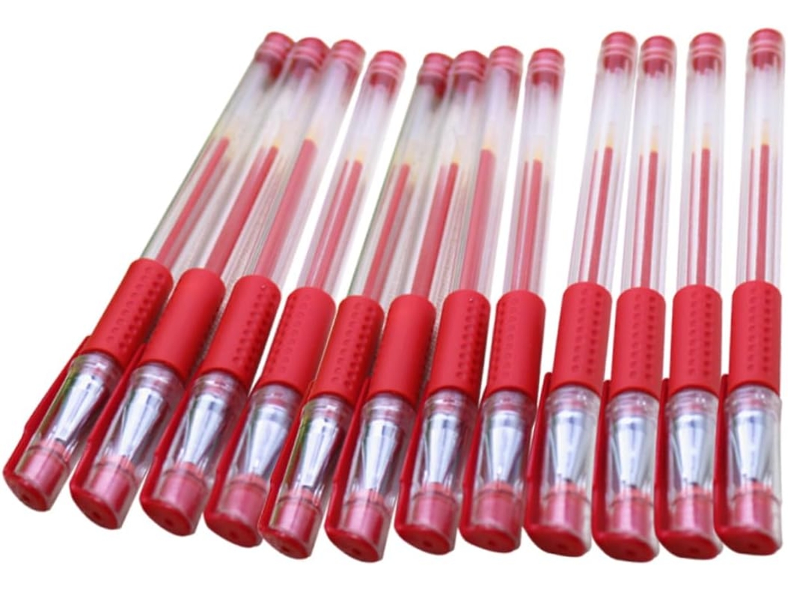 Conjunto De 12 Canetas Rollerball Vermelhas Com Ponta Gel, Ideais Para