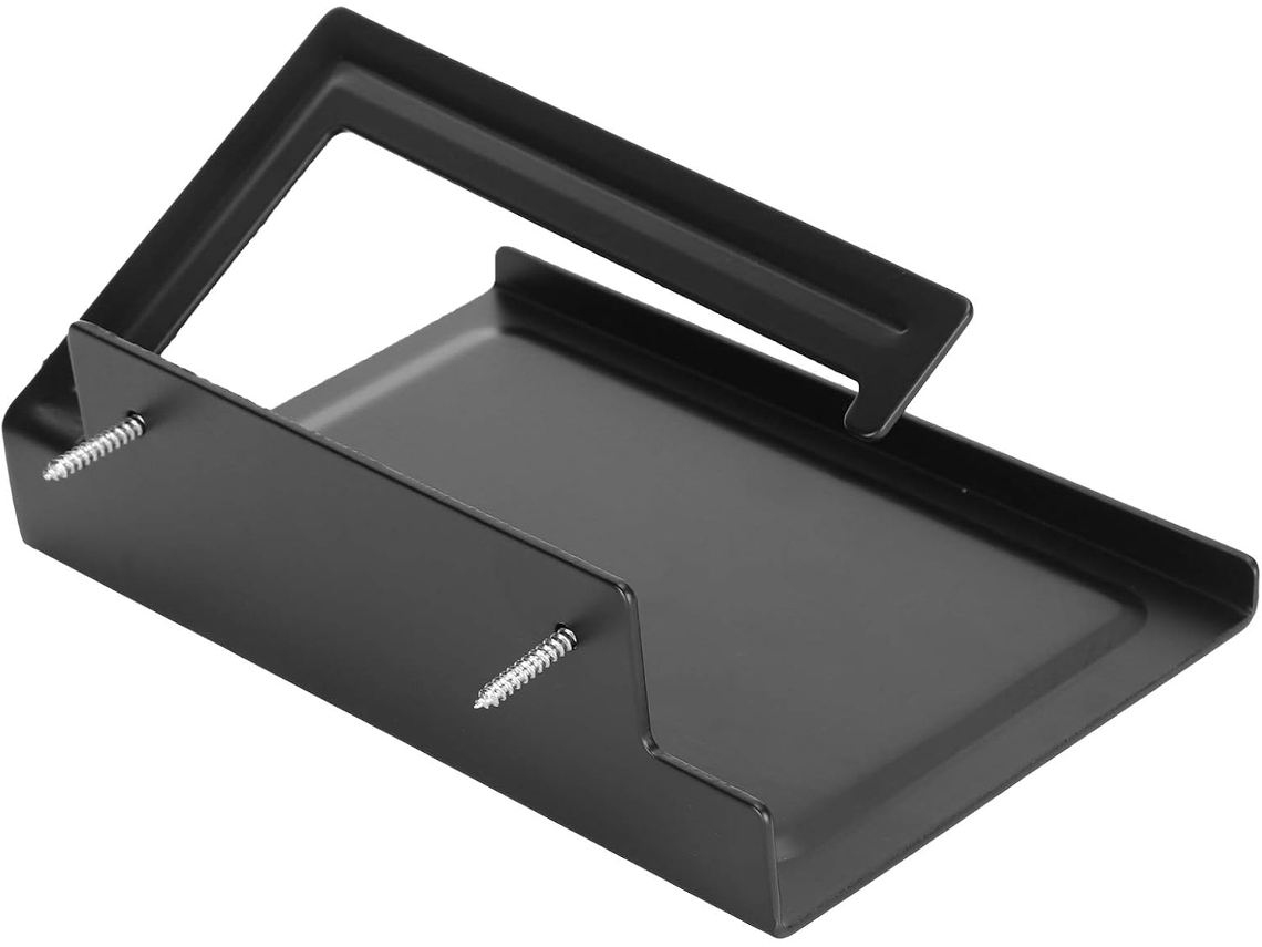 Suporte De Papel Higiênico Rengue Space Em Alumínio, Montado Na Parede, Preto, 18x12cm, Com Prateleira Superior Para