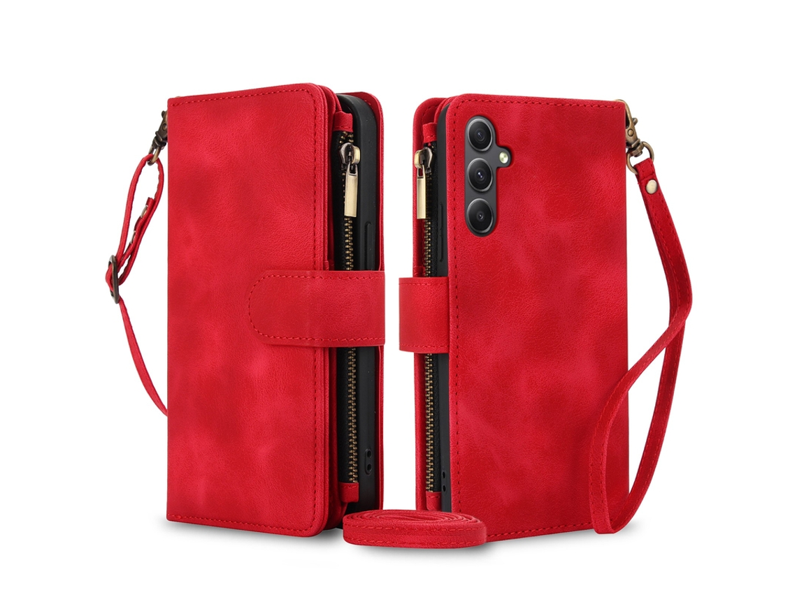 Capa Para Samsung Galaxy S25 Slot Cartão Slot Notas Rfid Vermelho Czhhmart