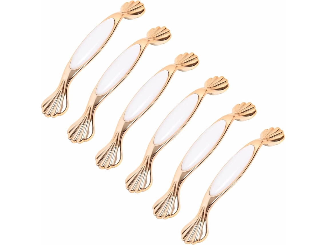 Conjunto De 6 Puxadores Cerâmica Para Portas Armários, Guarda Roupas E Closets, Ideais Para Móveis E Cozinhas Dourado