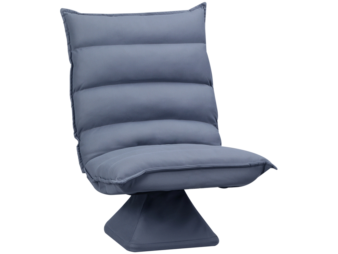 Poltrona Giratória Com Encosto Reclinável, Acabamento Em Imitação De Couro, Estrutura Em Aço, Cinza, 62 X 70 X 95 Cm