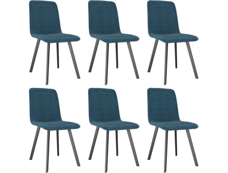 Conjunto 6 Cadeiras de Refeição  279438 Veludo Azul