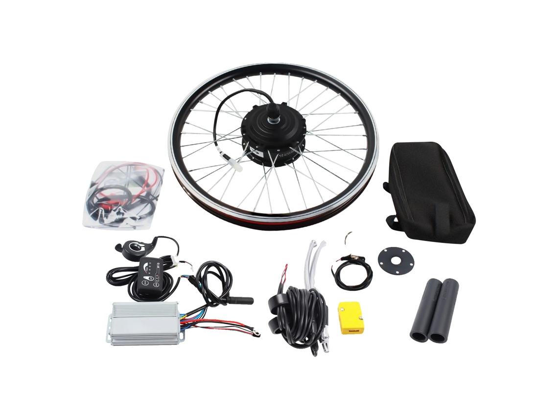 Kit de Conversão para Bicicleta Elétrica OEM, Motor de Cubo Sem Escovas, Controlador com Display Led, Preto