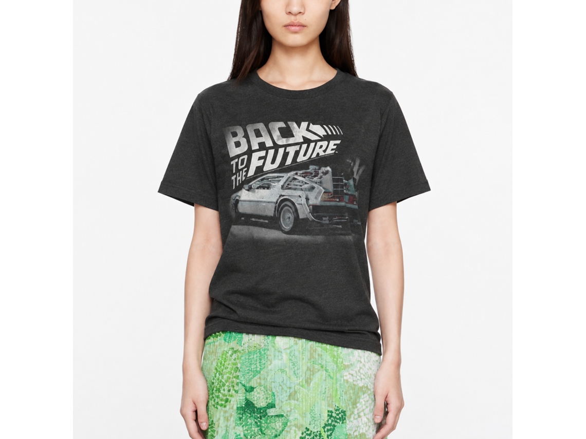 Rockinstone Back To The Future Movie Faded Bttf Heather Black Adult T-shirt Size:s