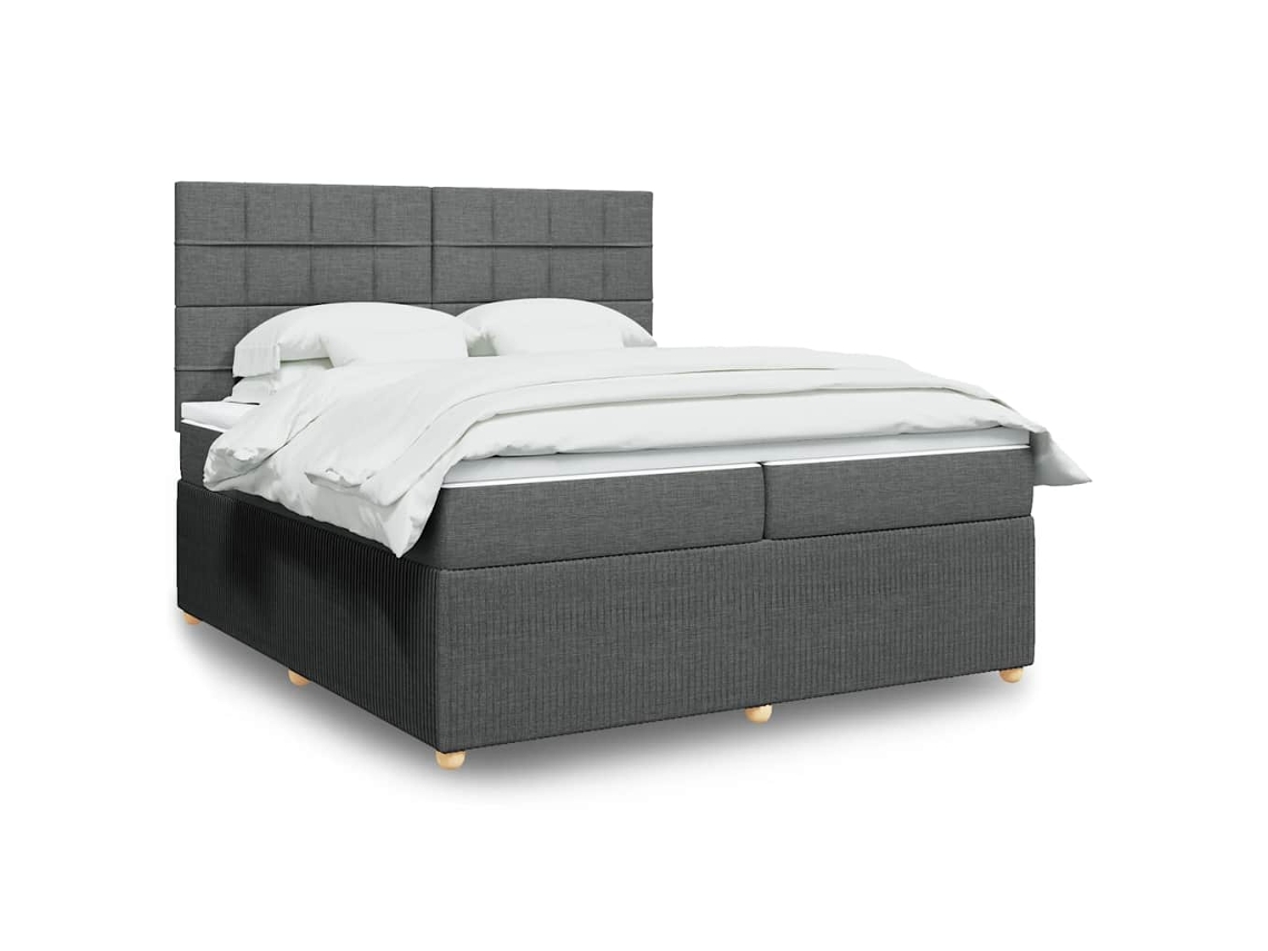 Vidaxl Cama Com Molas/colchão 200x200 Cm Tecido Cinzento-escuro