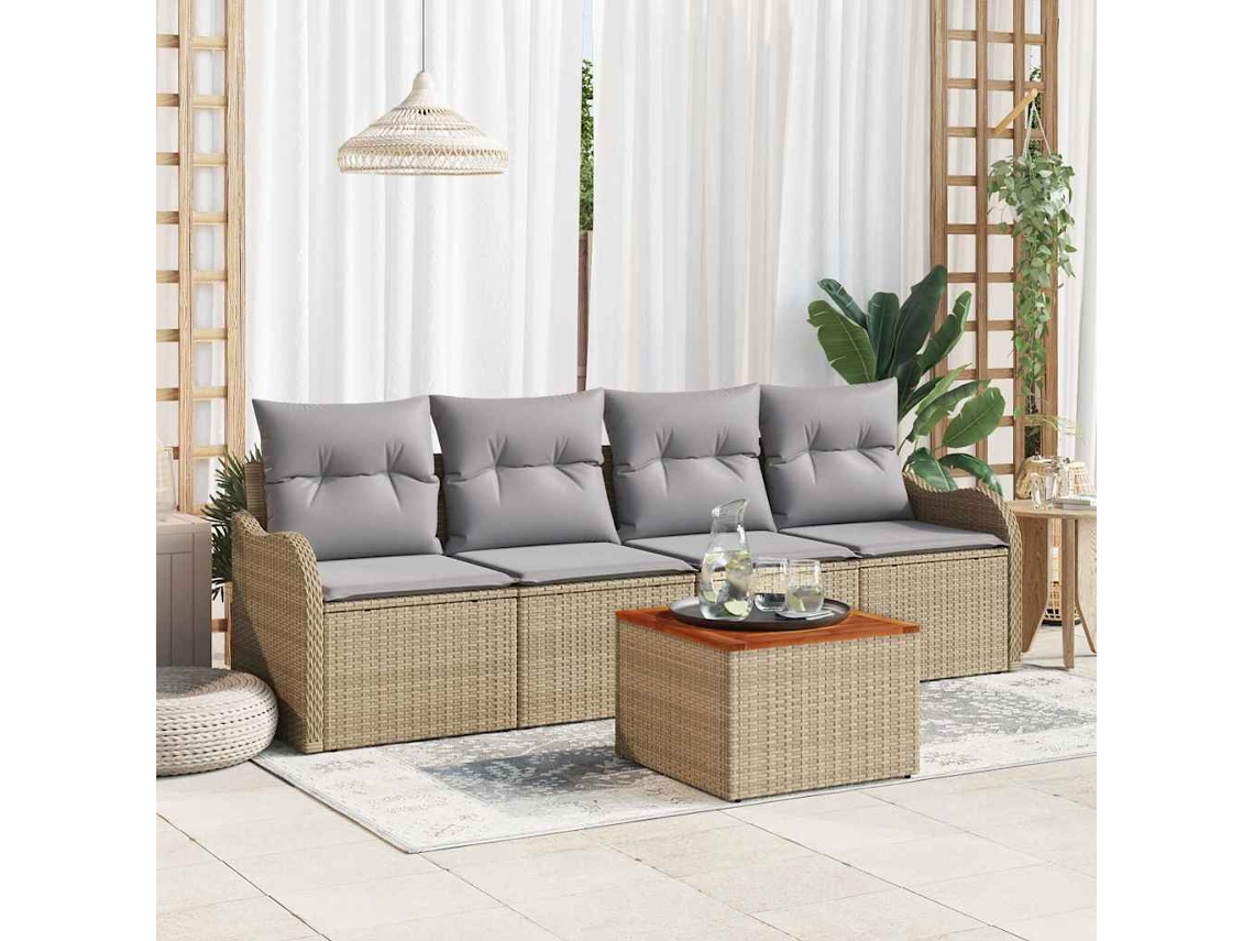 Vidaxl Conjunto De Sofá De Jardim 5 Unid. 4-número De Lugares