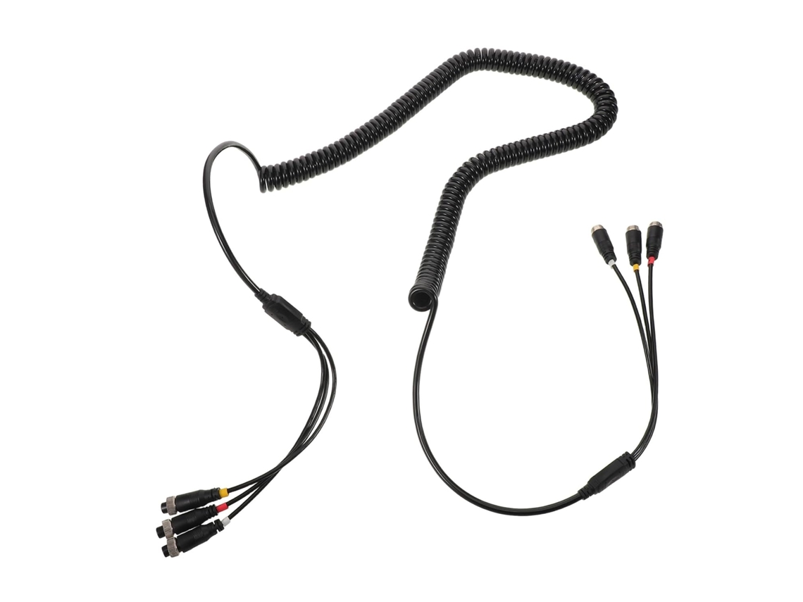 Cabo Extensor Telescópico De Três Pinos Com Mola Para Câmera De Ré, Preto.