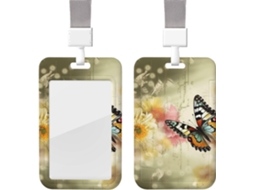 Porta Crachá Com Estampa Borboleta E Cordão, Porta Crachá, Capa Protetora Crachás Vertical, Capa Plástica