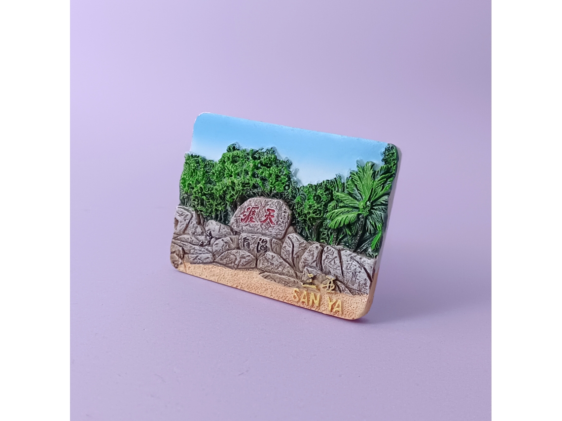 (sanya Tianya) Ímãs De Geladeira Com Pontos Turísticos Em Estilo Hainan, Área Cênica Da Praia Com Coqueiros De Sanya