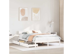Cama Sem Colchão 120x200 Cm Madeira De Pinho Maciça Branco