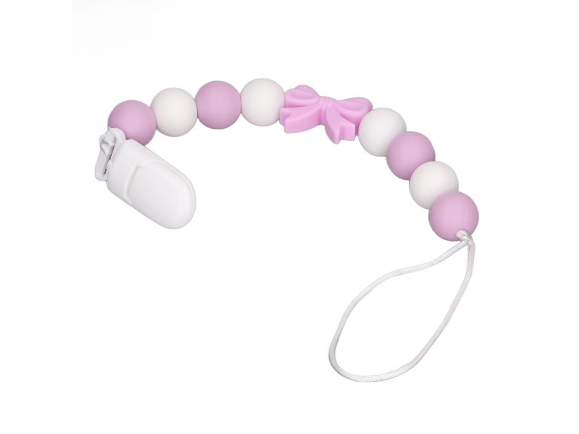 Mali lacinha Chupeta Silicone Brinquedo Mordedor Bebê Corrente Contas Roxo Claro