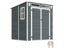 Galpão de Jardim S/MARCA, 2,89m², com janelas, porta dupla, ventilação, piso, fechadura, 182x182x196cm