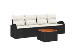 Conjunto 5 Sofá Modular Vidaxl Preto Vime Pe (55 X 55 X 37 Cm)