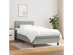 Vidaxl Cama Com Molas/colchão 90x190 Cm Tecido Cinzento-claro