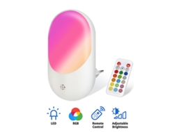 Lâmpada de Noite Rgb Led 16 Cores 2 Pcs com Controle Remoto Ajuste de Brilho 1w 100 240v